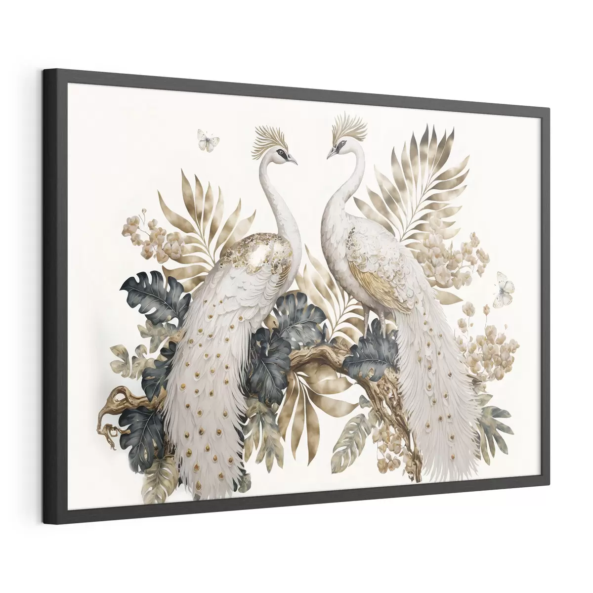 Poster Eleganti pavoni in mezzo a un fogliame lussureggiante f33942