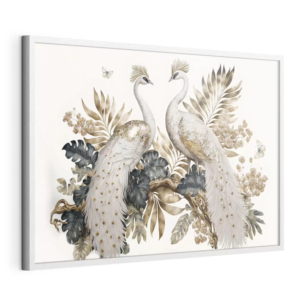 Poster Eleganti pavoni in mezzo a un fogliame lussureggiante f33942