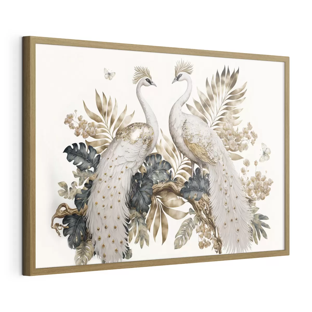 Poster Eleganti pavoni in mezzo a un fogliame lussureggiante f33942