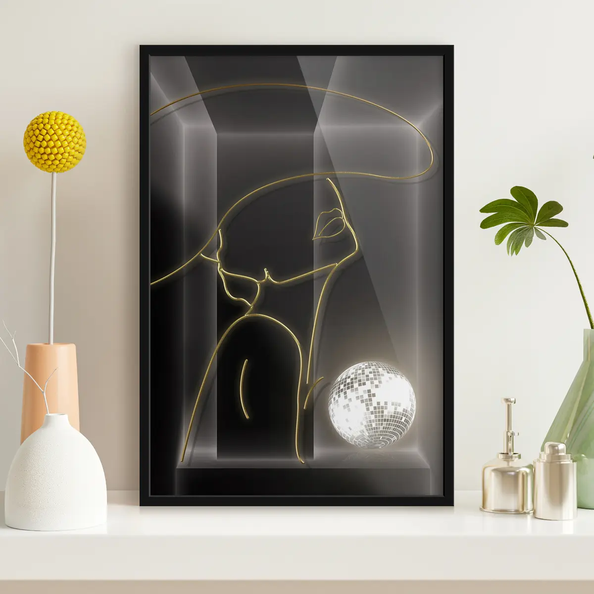 Poster Linee eleganti e una sfera scintillante f01416