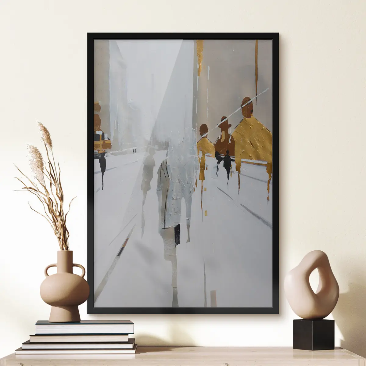 Poster Figure urbane in un paesaggio muto f05079