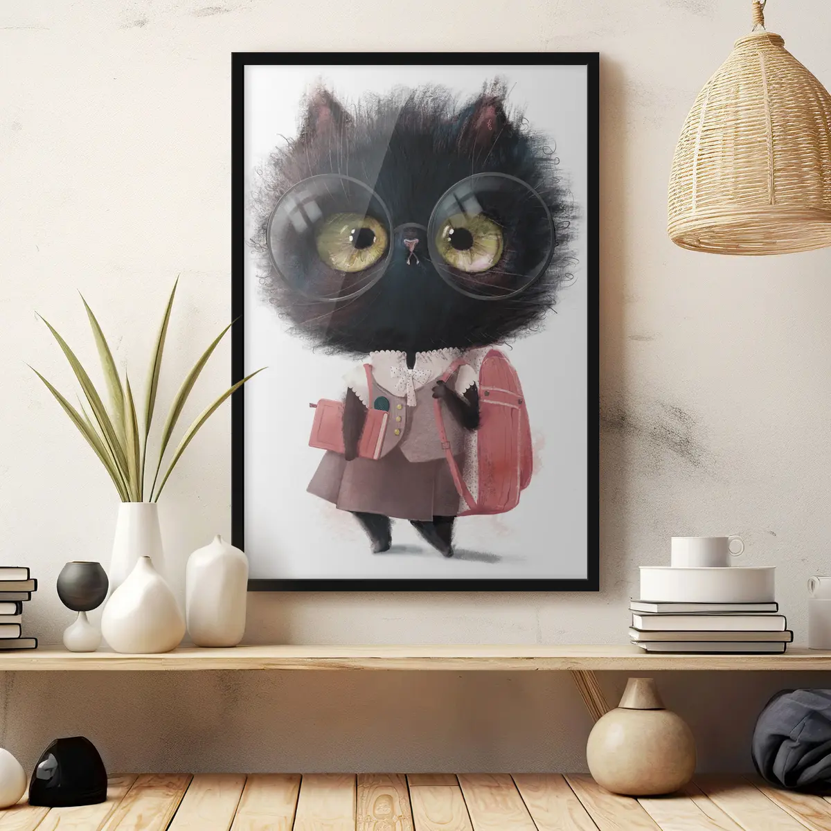 Poster Un gattino intelligente pronto per la scuola f34994