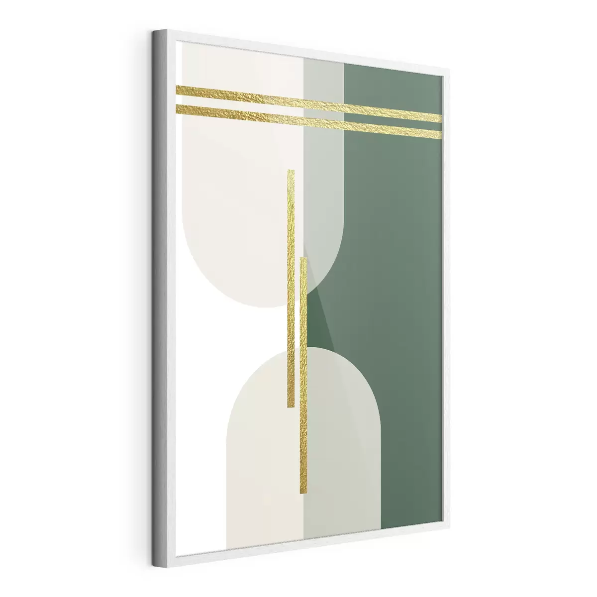 Poster Grafica astratta da parete nei toni del beige e del verde f35943