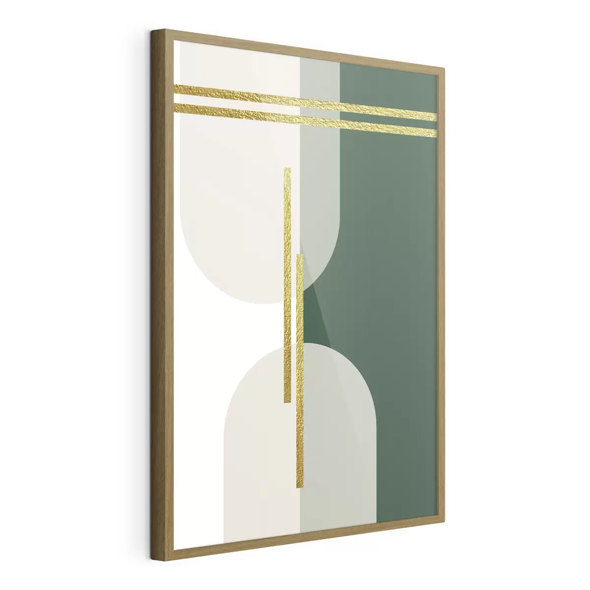 Poster Grafica astratta da parete nei toni del beige e del verde f35943