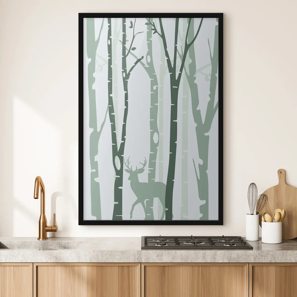 Poster Un cervo sereno nelle ombre della foresta f36393v1