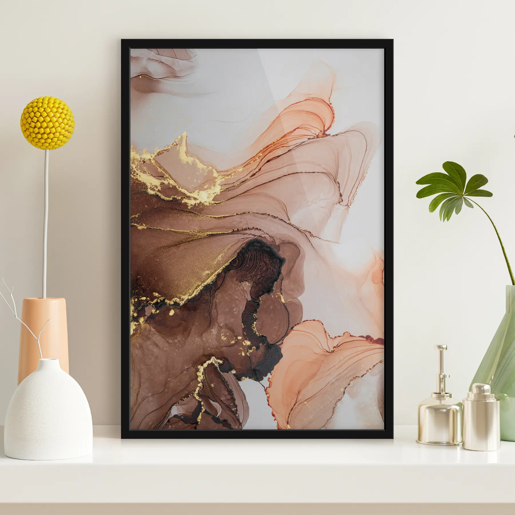 carta da parati Onde astratte in morbide tonalità di terra nr. f36514