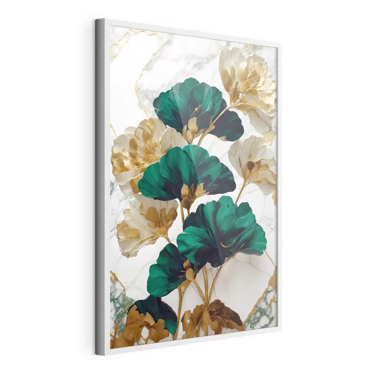 Poster Elegante fogliame su uno sfondo di marmo f36646