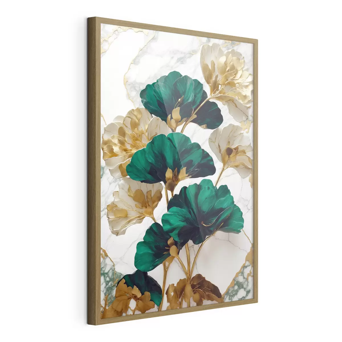 Poster Elegante fogliame su uno sfondo di marmo f36646