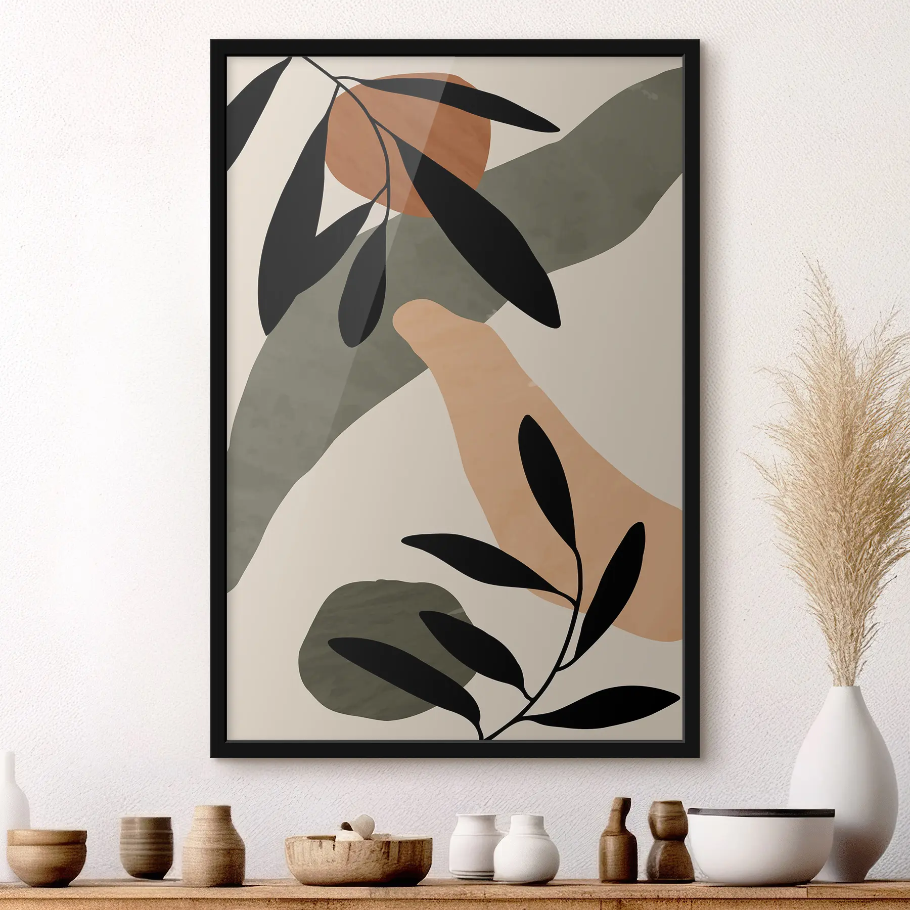 carta da parati Forme astratte e foglie in armonia nr. f36480