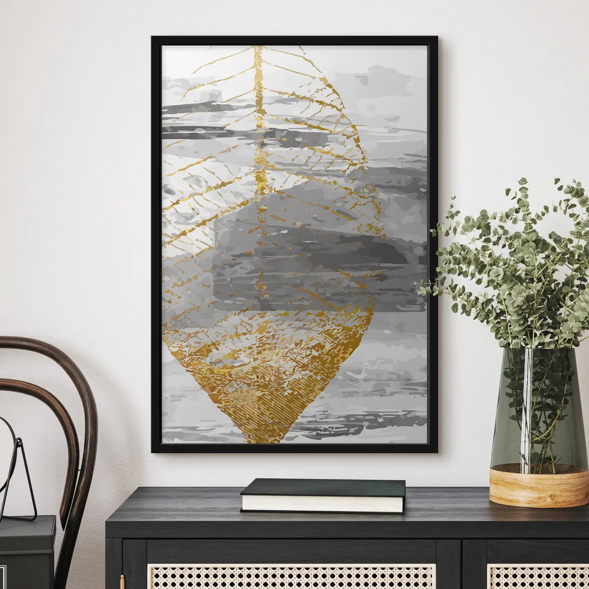 Poster Foglia elegante in tonalità tenui f36483