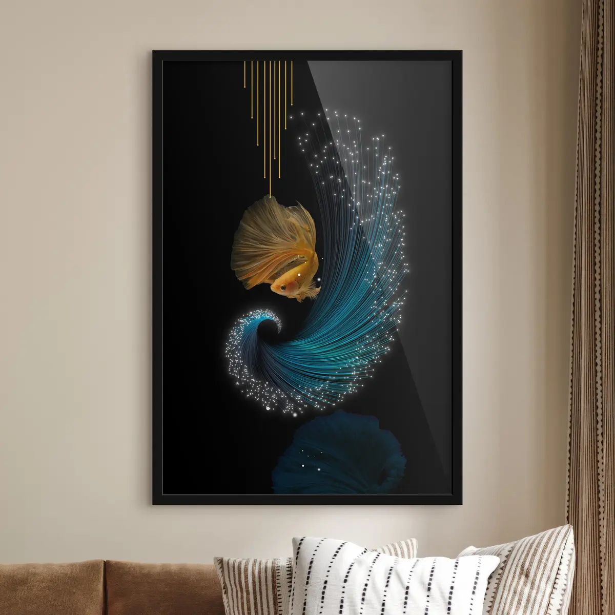 Poster Pesce in uno spazio astratto f02874