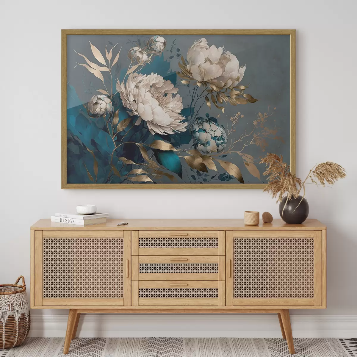 Poster Eleganti fioriture su un ricco sfondo f33935