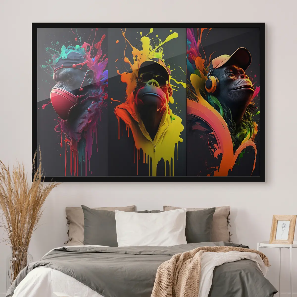 Poster Gorilla vibranti con spruzzi colorati f34885