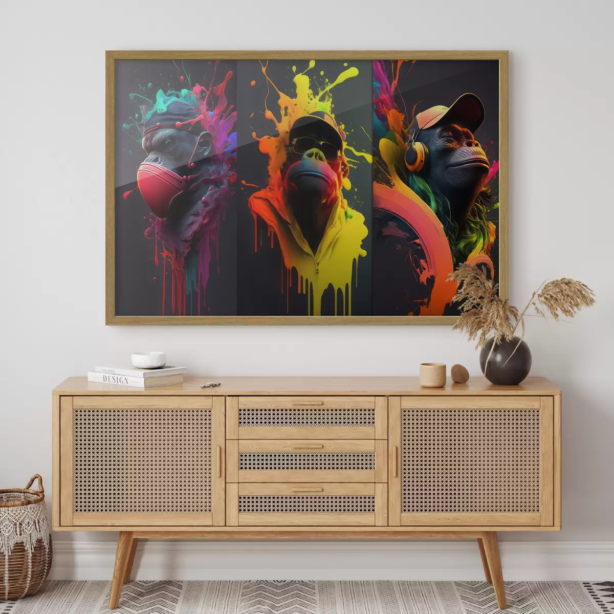 Poster Gorilla vibranti con spruzzi colorati f34885