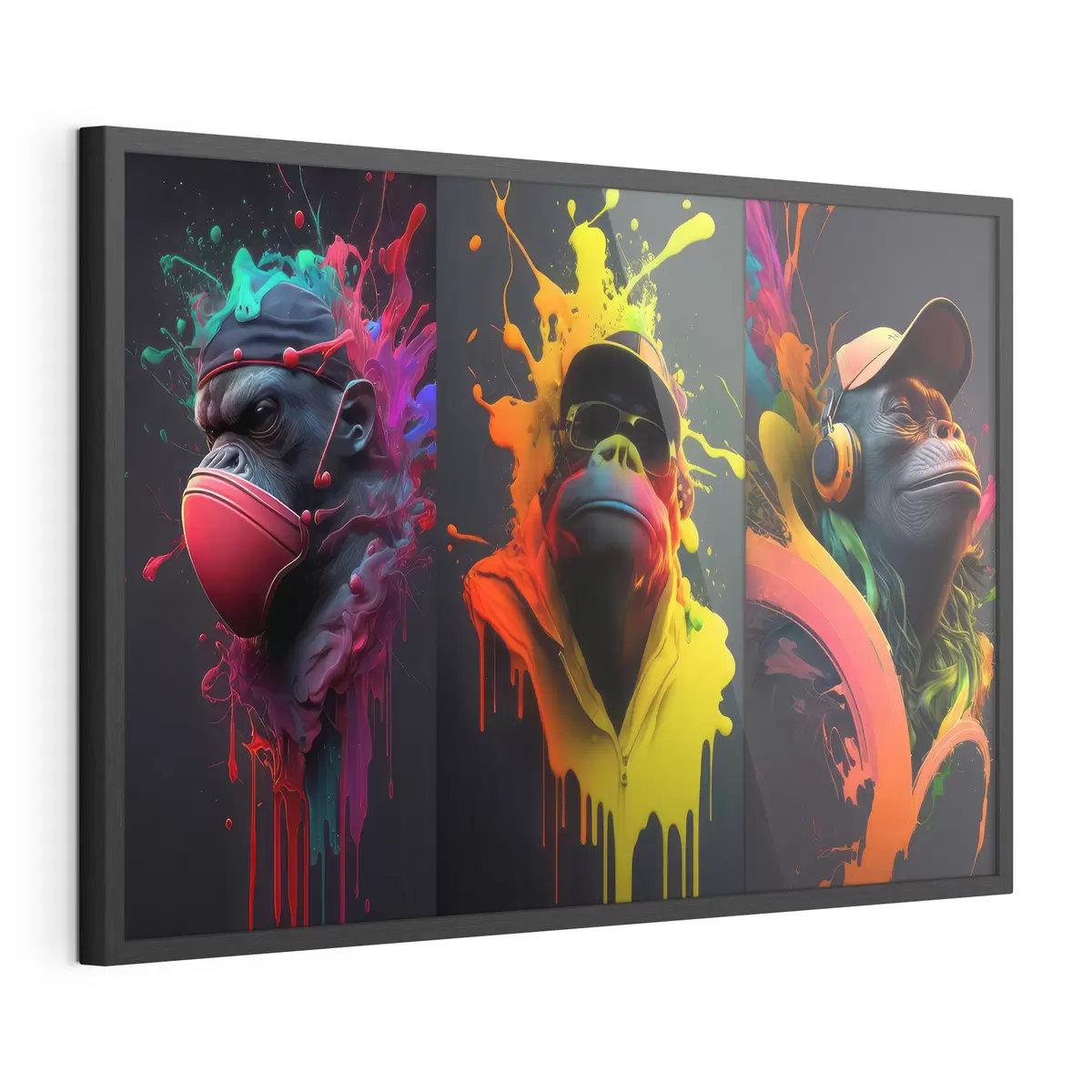 Poster Gorilla vibranti con spruzzi colorati f34885