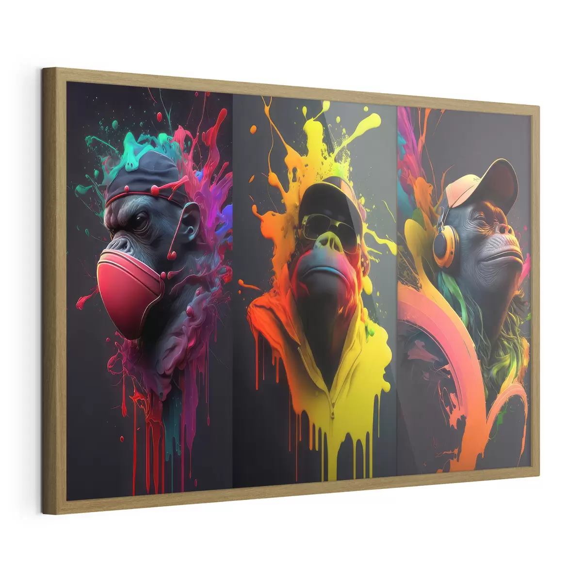 Poster Gorilla vibranti con spruzzi colorati f34885