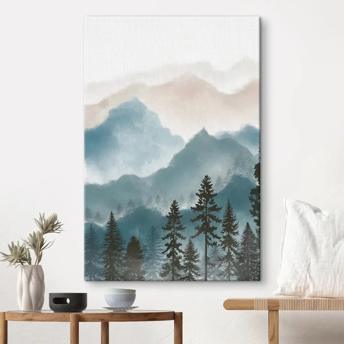 carta da parati Montagne nebbiose e foreste serene nr. s36607