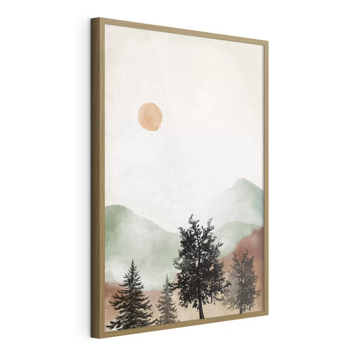 Poster Paesaggio sereno con alberi e sole f36592