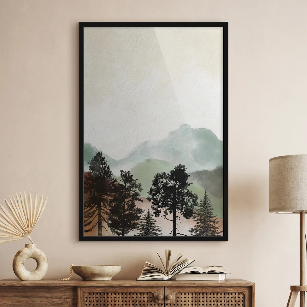 Poster Montagne serene e alberi tranquilli f36603