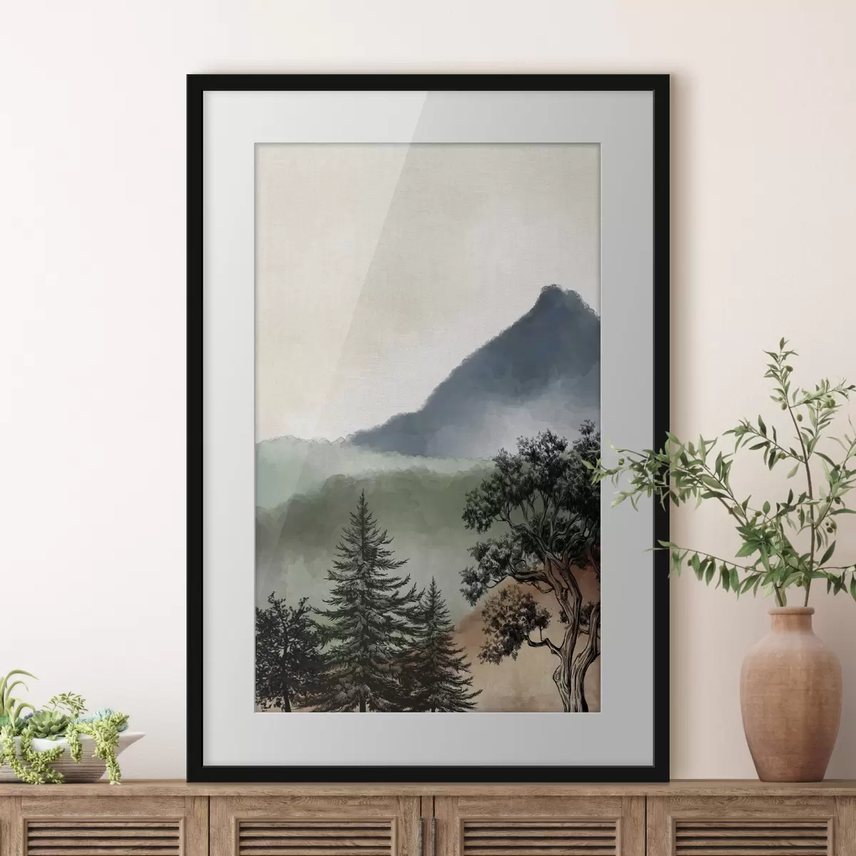 Poster Paesaggio sereno con montagne maestose f36604