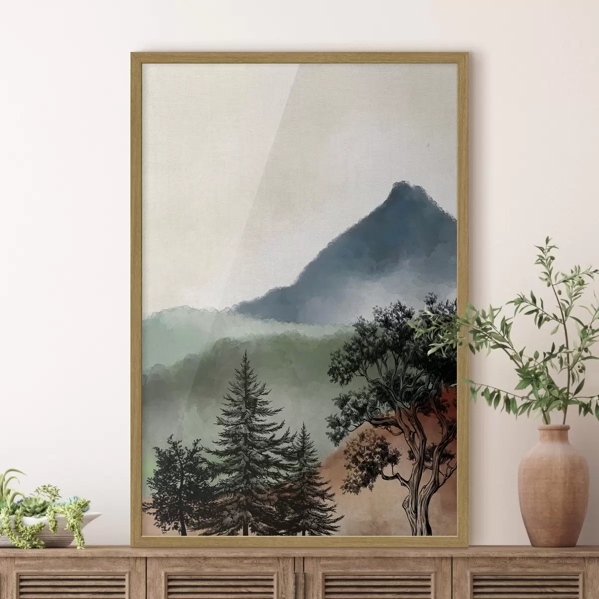 Poster Paesaggio sereno con montagne maestose f36604