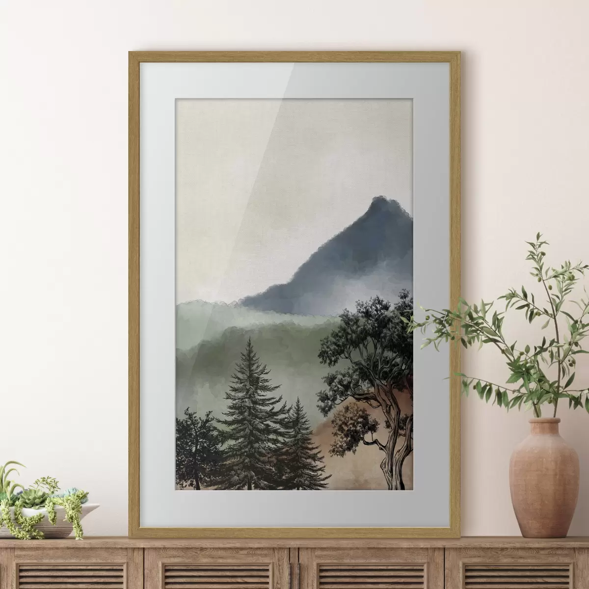 Poster Paesaggio sereno con montagne maestose f36604