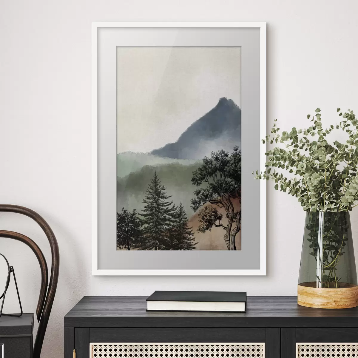 Poster Paesaggio sereno con montagne maestose f36604