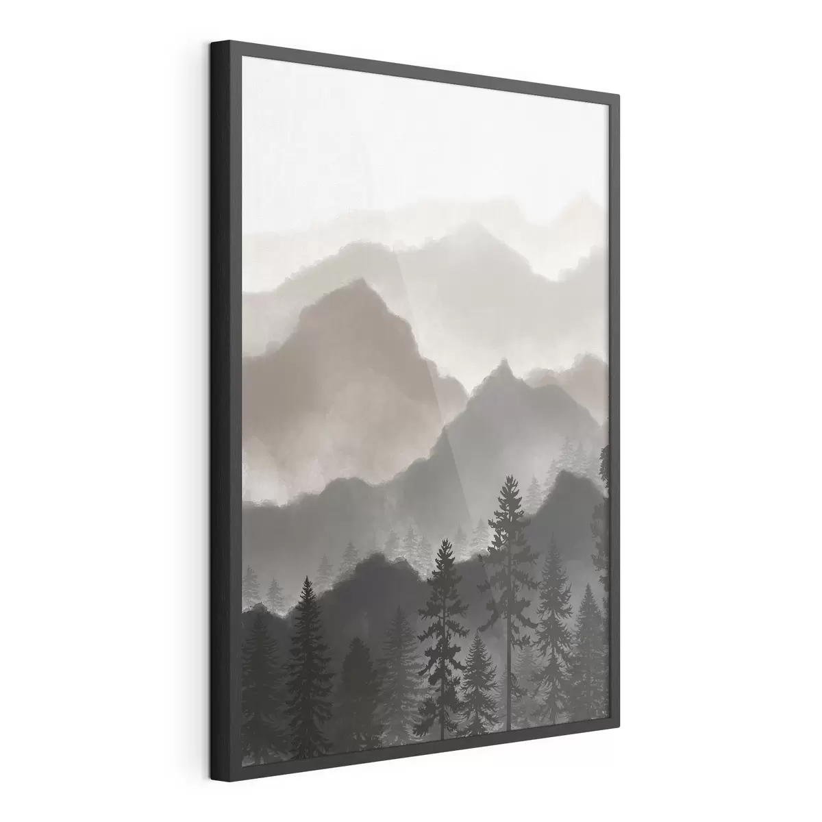 Poster Sereno paesaggio montano con alberi imponenti f36607v1