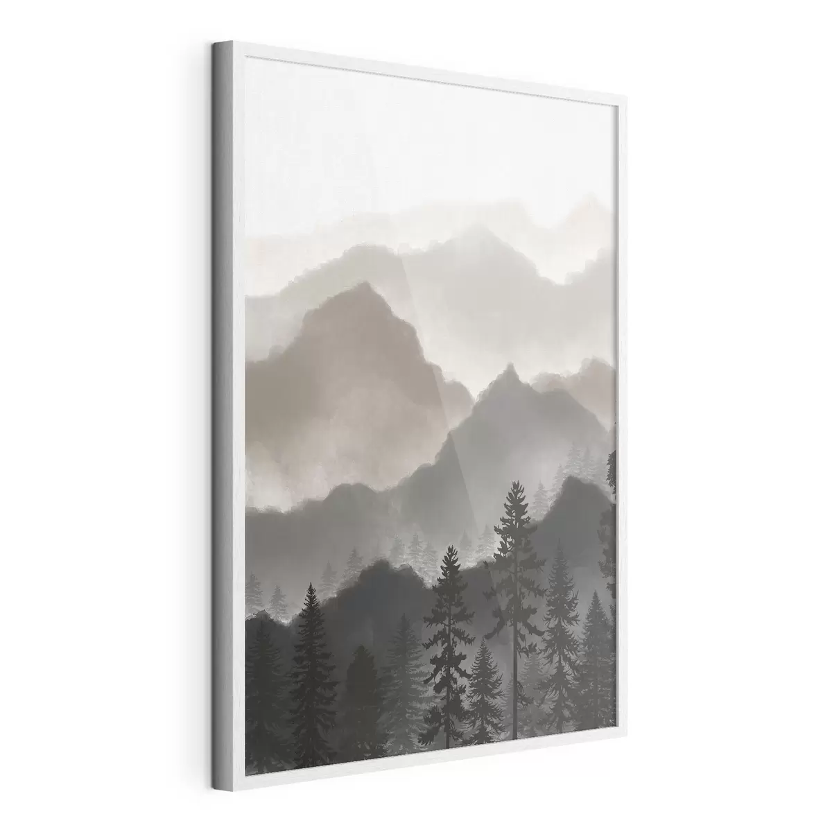 Poster Sereno paesaggio montano con alberi imponenti f36607v1