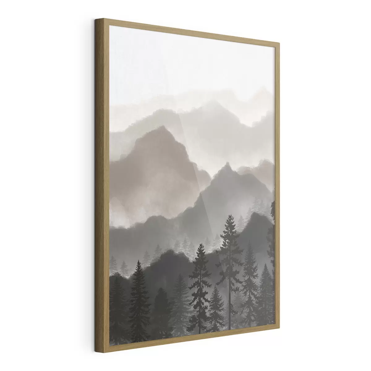 Poster Sereno paesaggio montano con alberi imponenti f36607v1