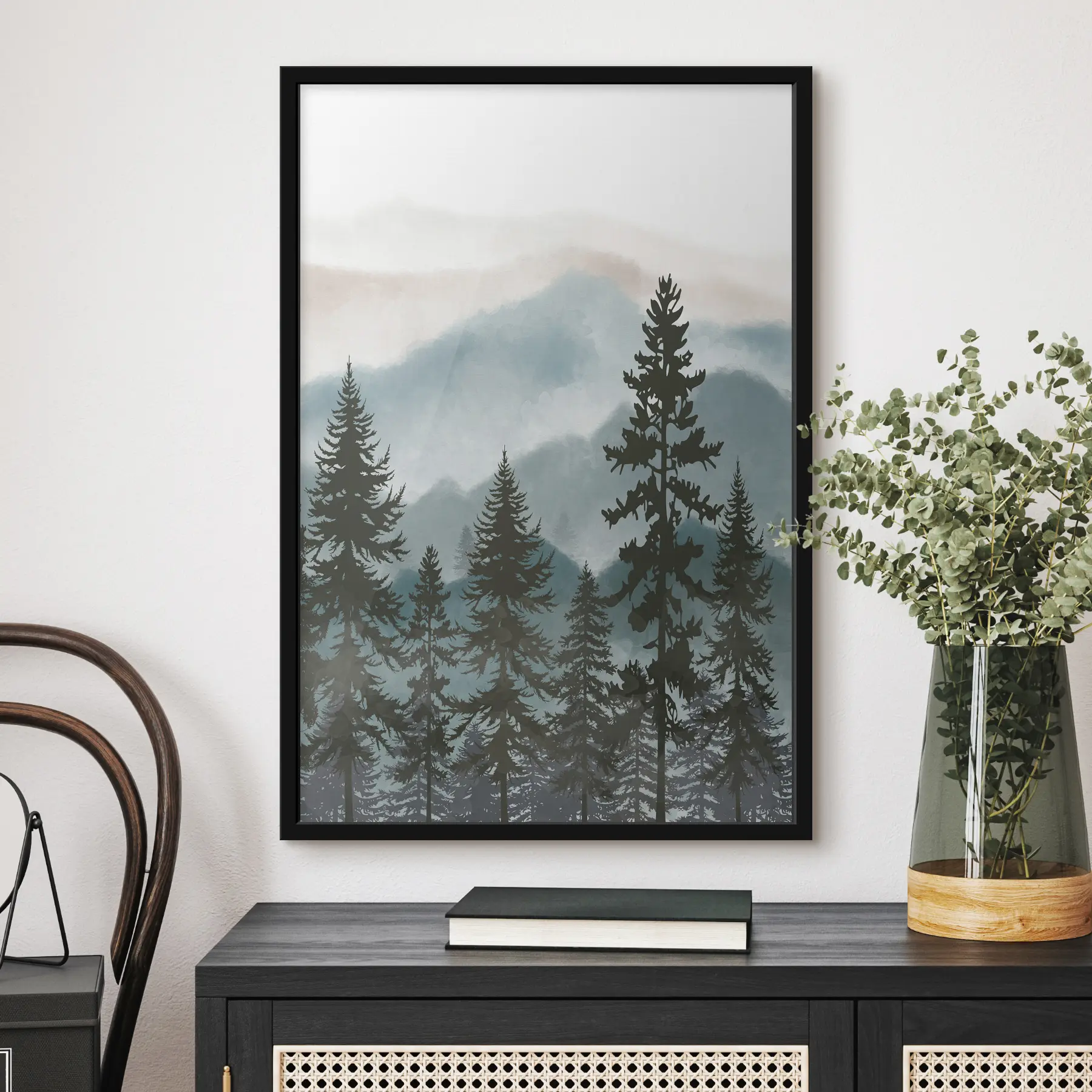 carta da parati Montagne serene e alberi ad alto fusto nr. f37017