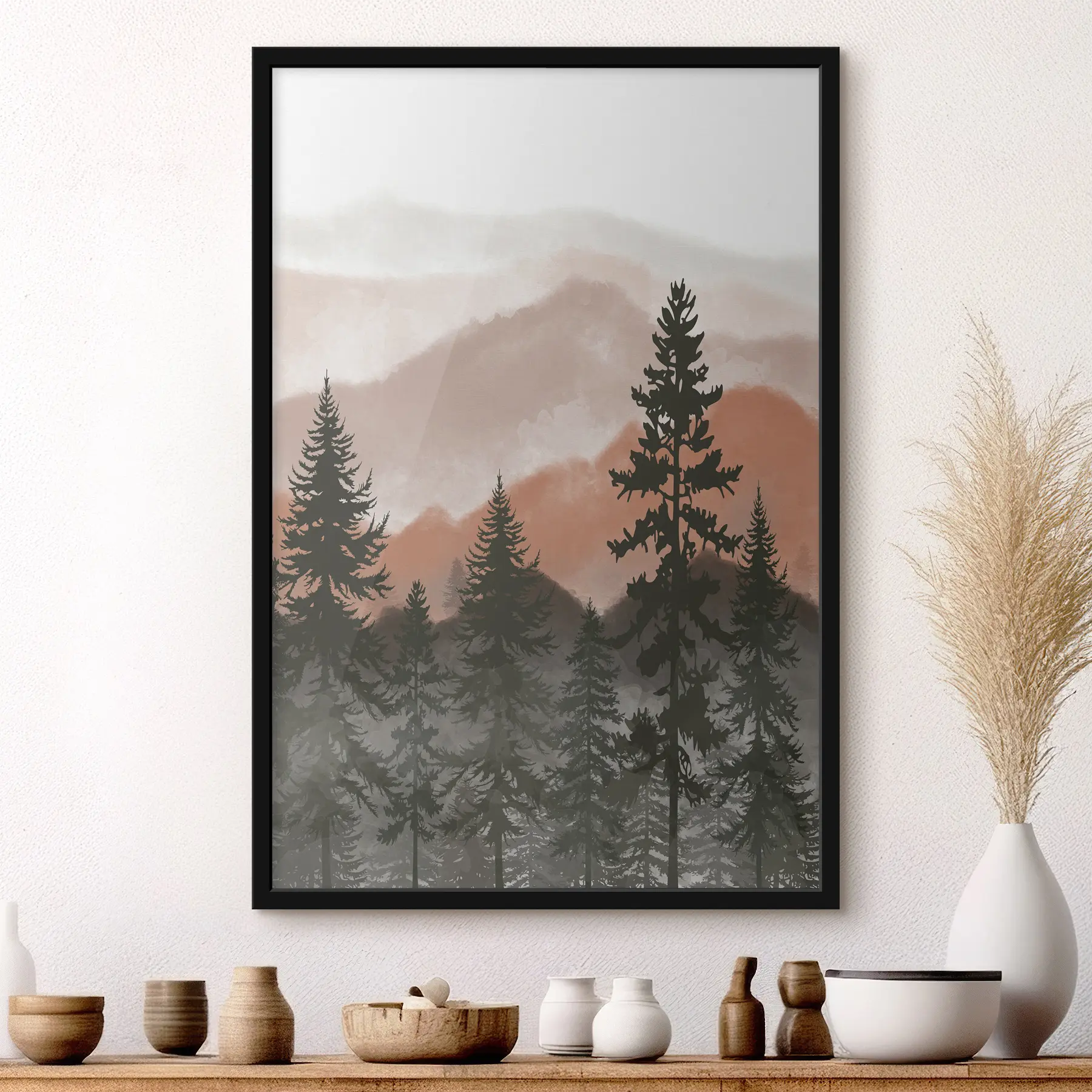 carta da parati Montagne serene con pini imponenti nr. f37017v2