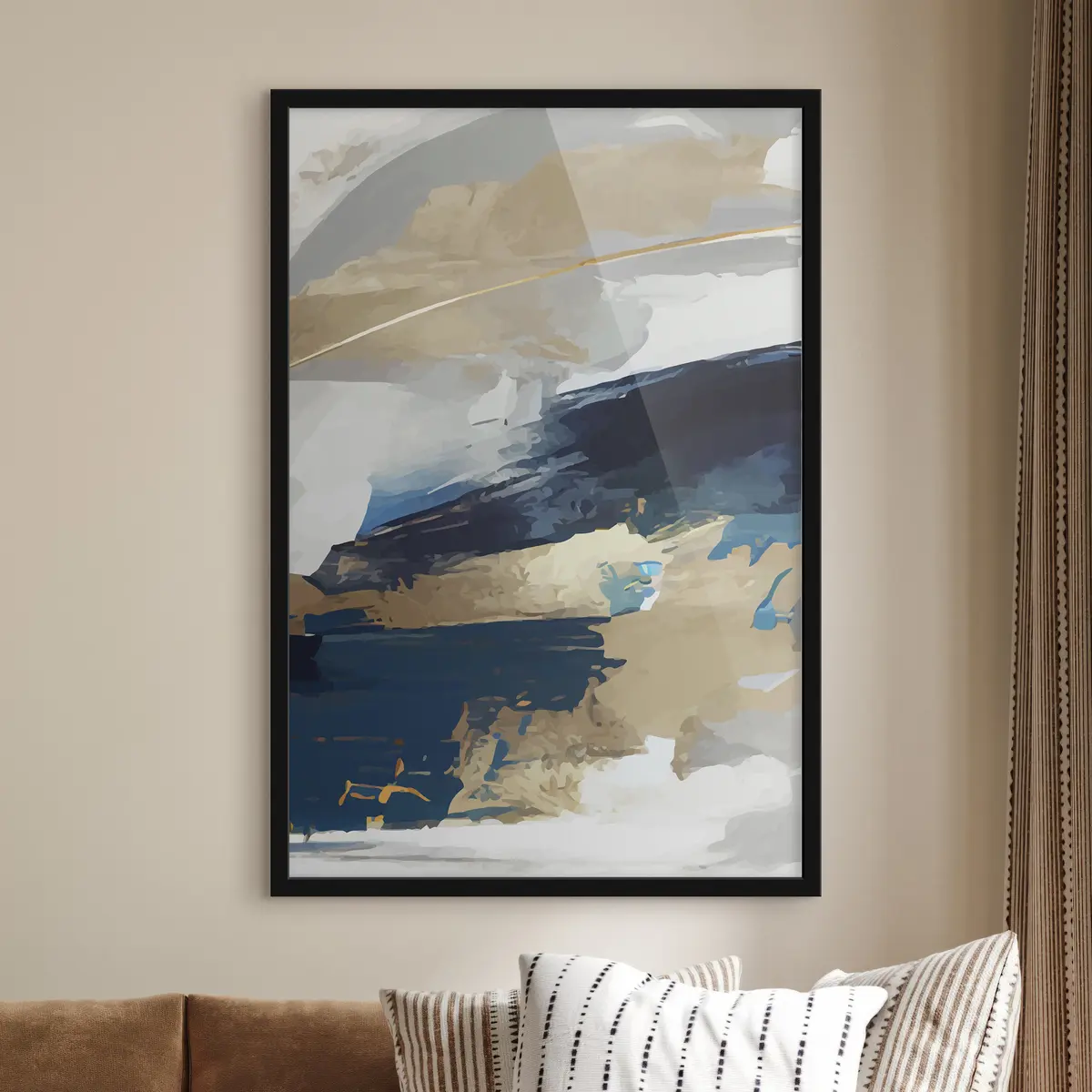 Poster Espressiva astrazione grigio-blu f36621