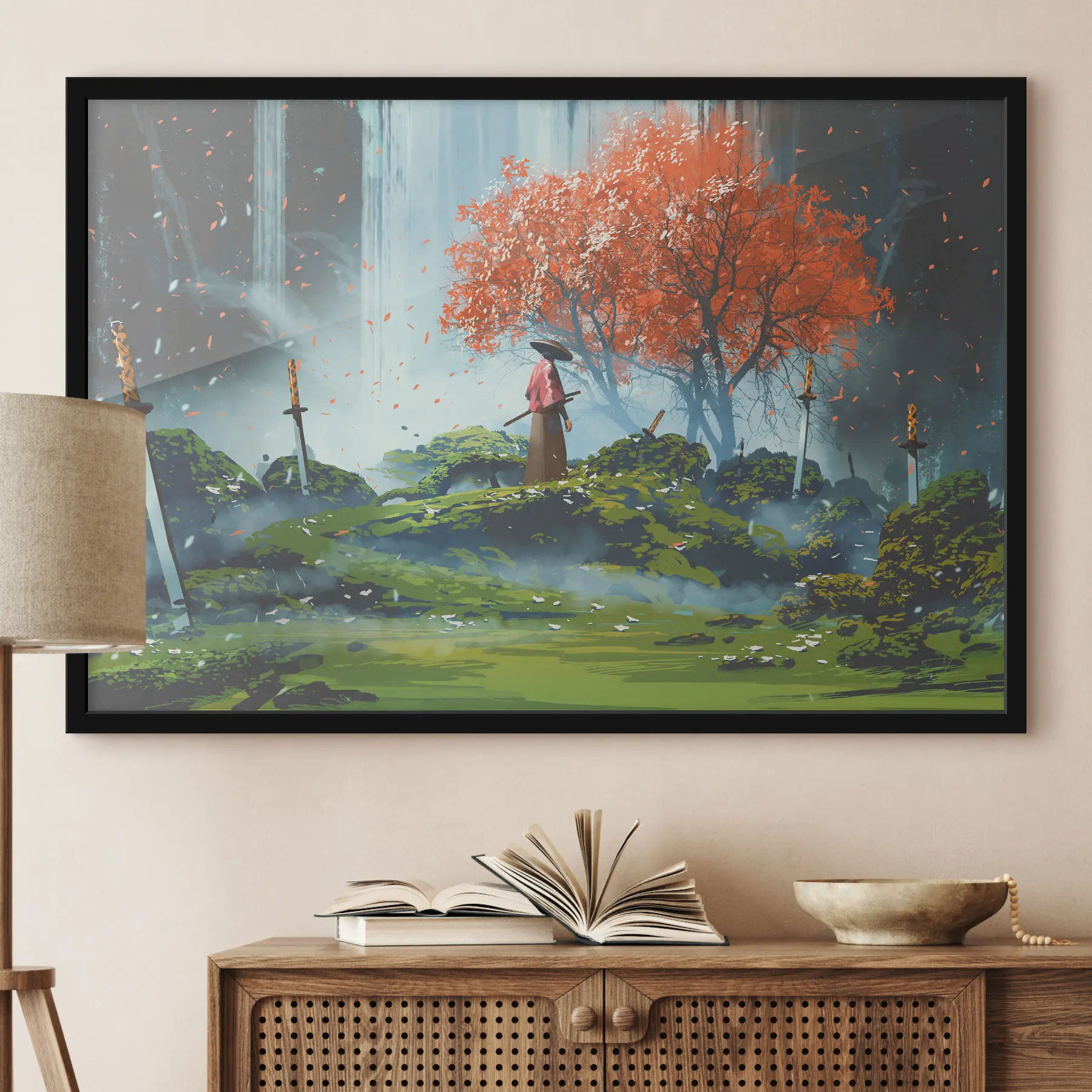 carta da parati Guerriero in mezzo alla tranquillità della natura nr. f37105