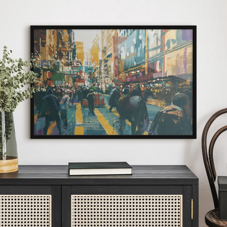 carta da parati Strada cittadina affollata e piena di gente nr. f37108