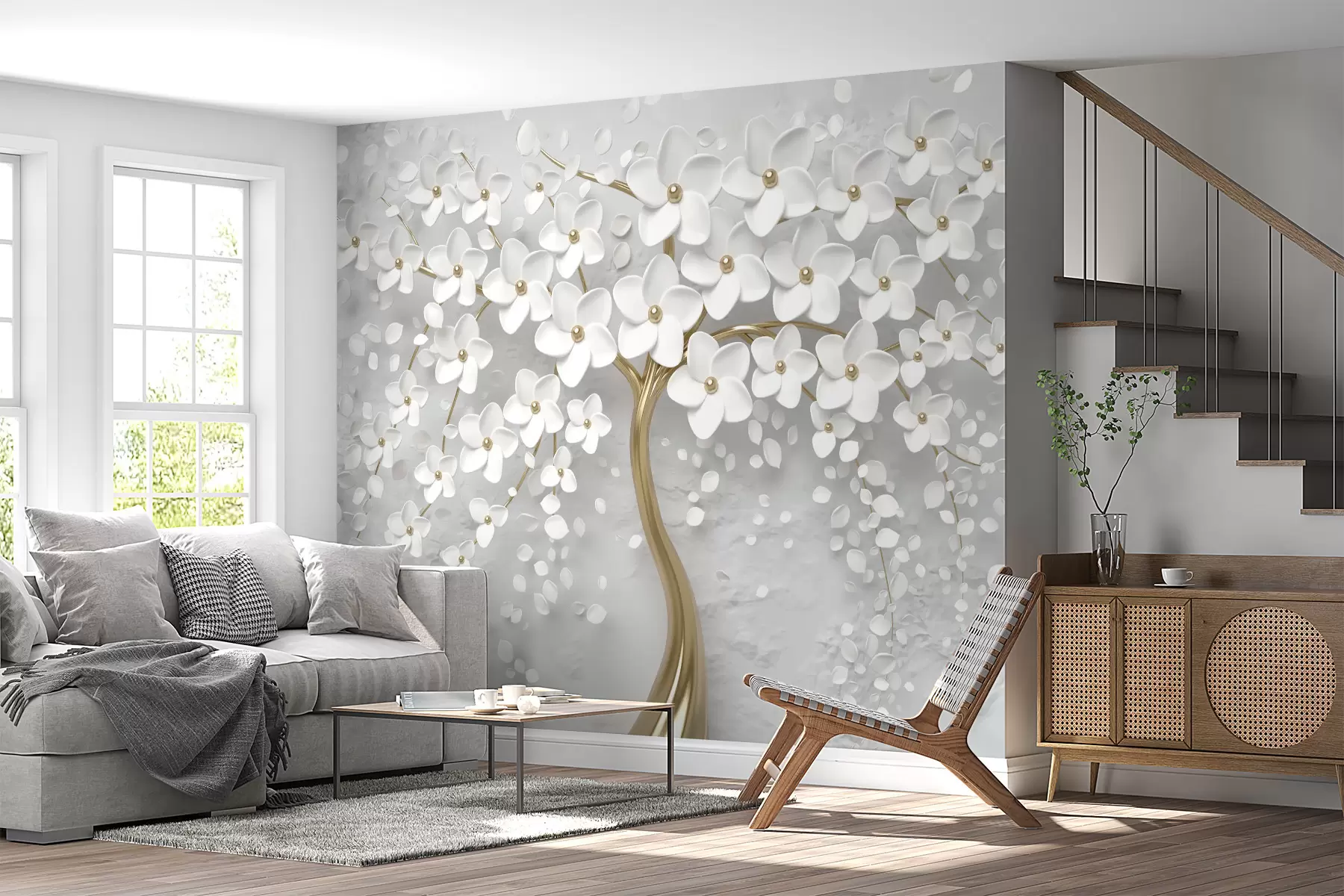 Carta da parati 3D Fiori Un albero con piccoli fiori n. u37065d1