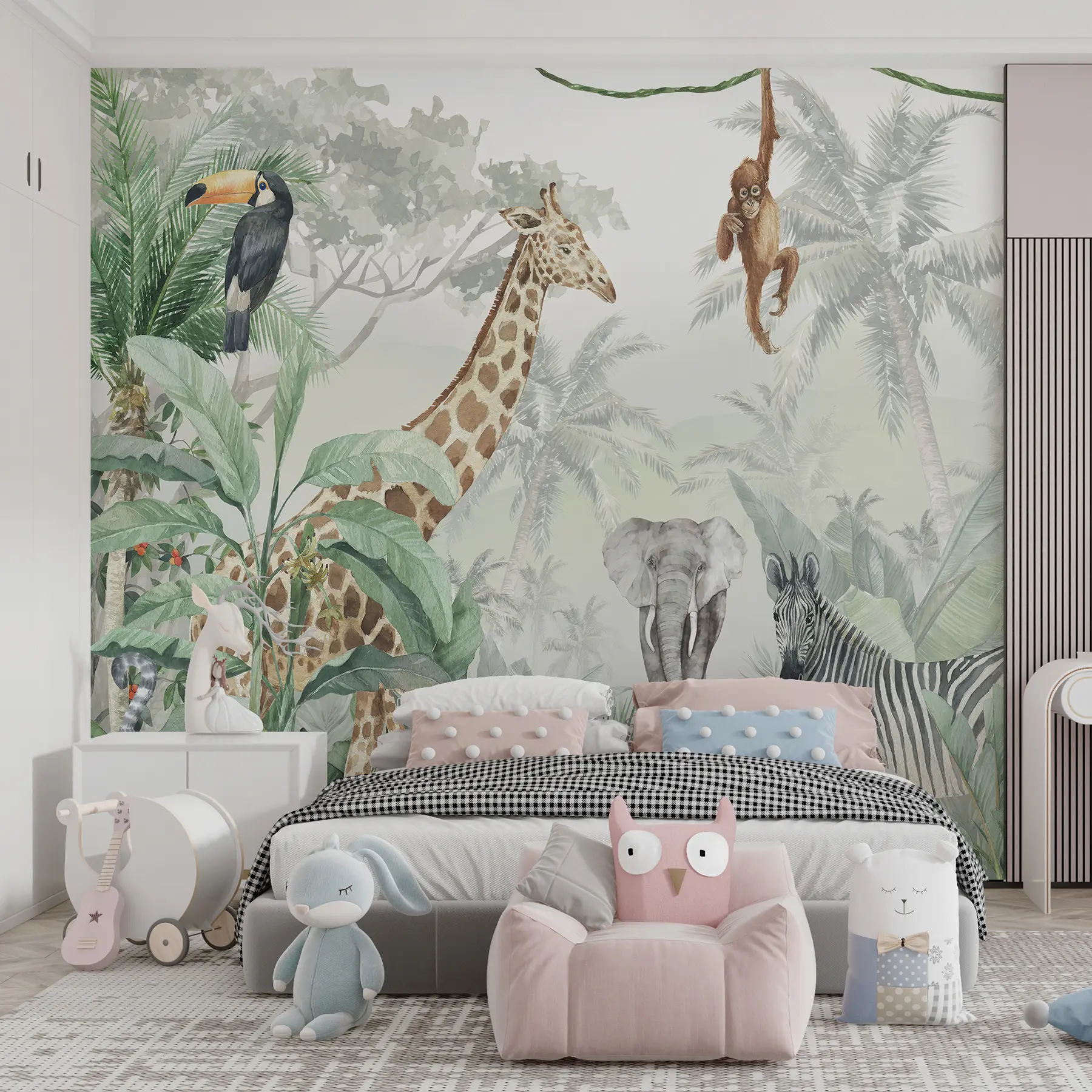 carta da parati Panorama della giungla con animali nr. u74709d1