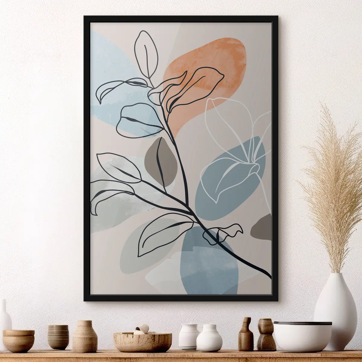 Poster Line art elegante con forme colorate f36817