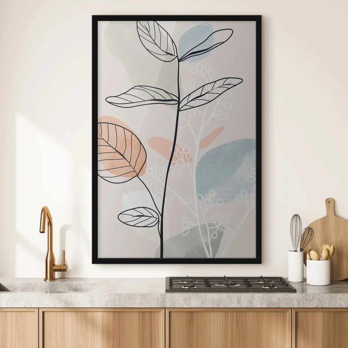 Poster Elegante disegno di linee botaniche f37052