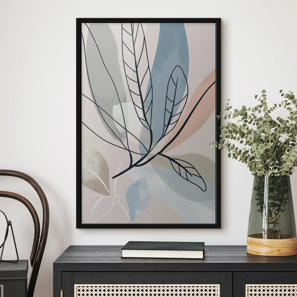 Poster Foglie astratte dai colori tenui f37053