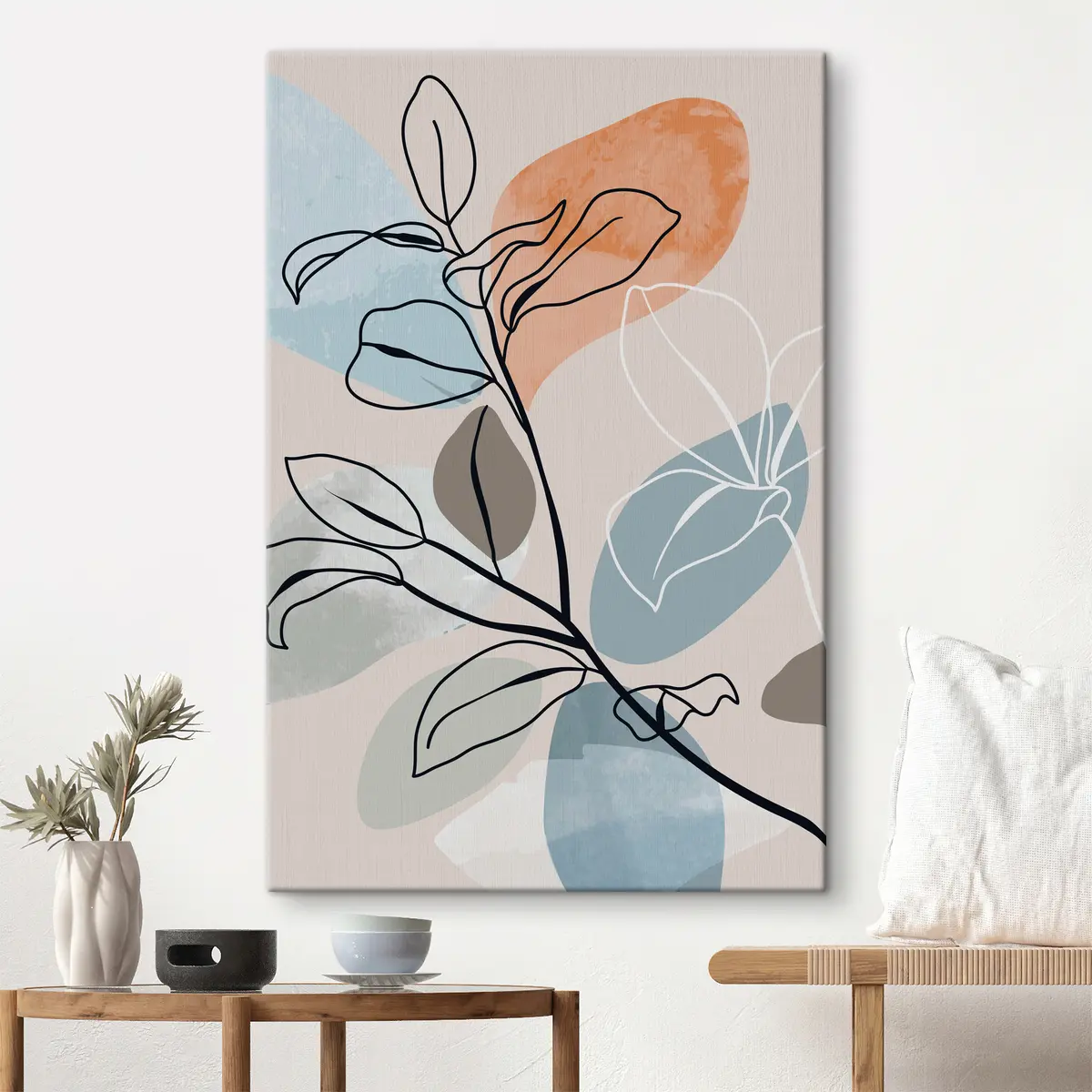 carta da parati Disegno astratto di piante su sfondo tenue nr. s36817