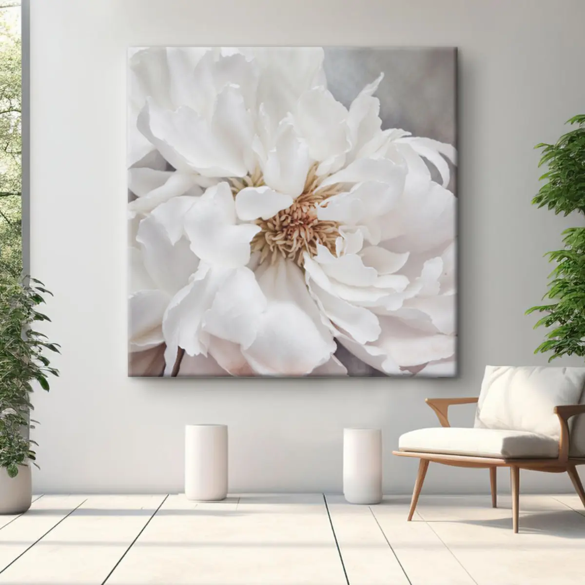 carta da parati Elegante fioritura bianca in luce soffusa nr. s37161