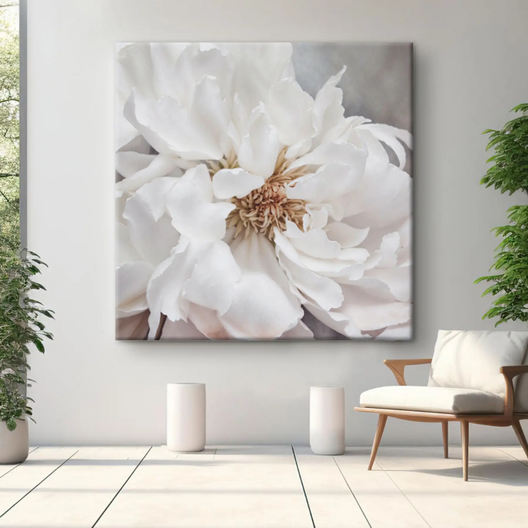 carta da parati Elegante fioritura bianca in luce soffusa nr. s37161