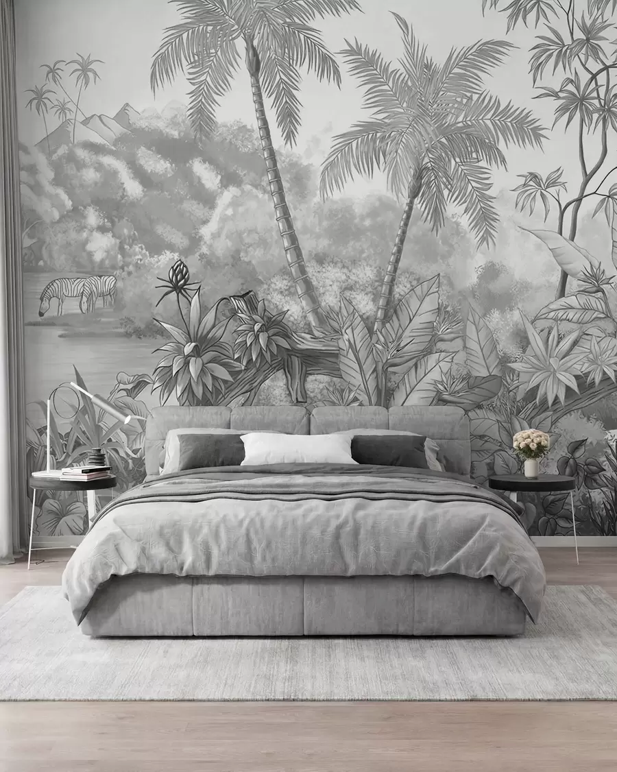 carta da parati Tropici in bianco e nero nr. u59039d3