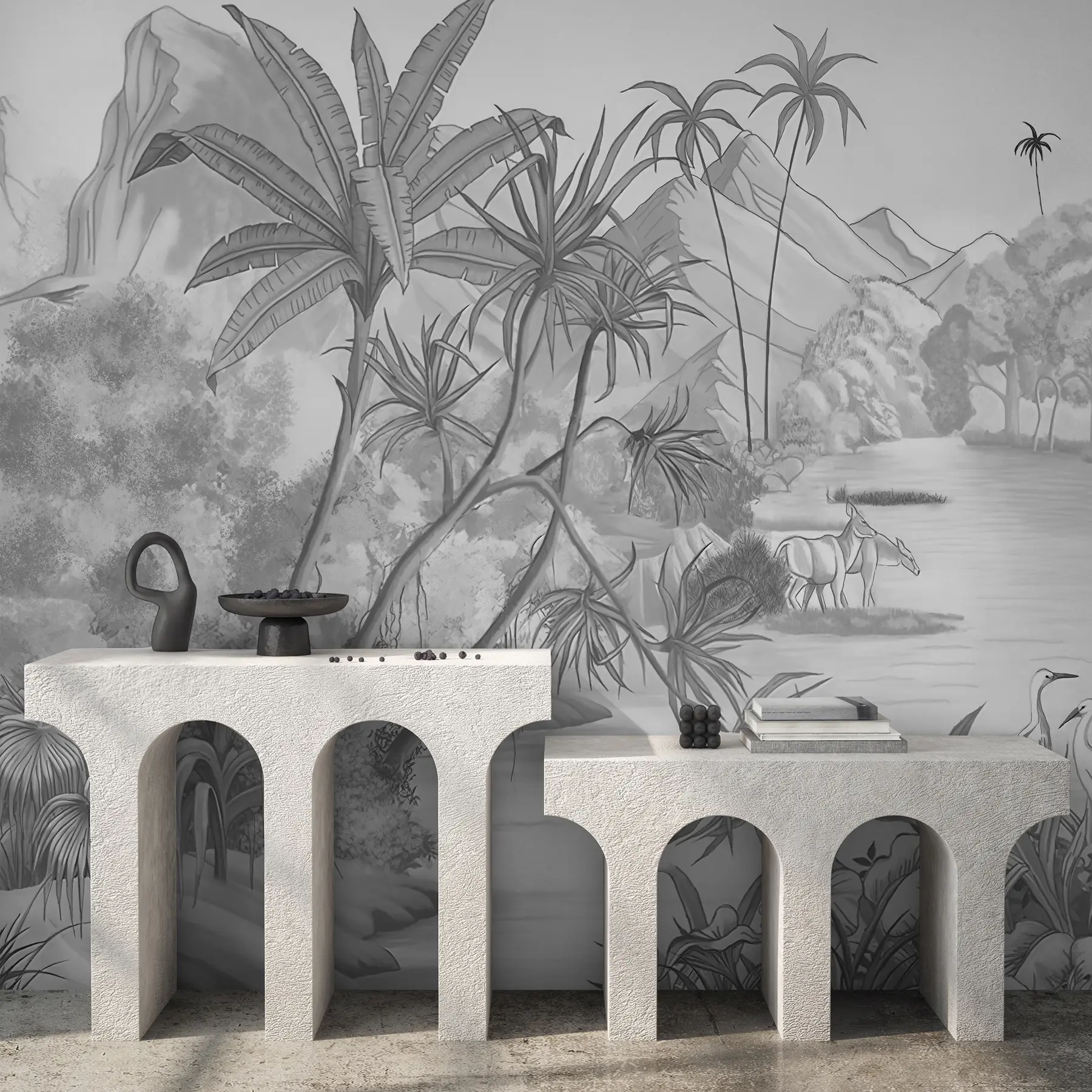 carta da parati Tropici in bianco e nero nr. u59039d1