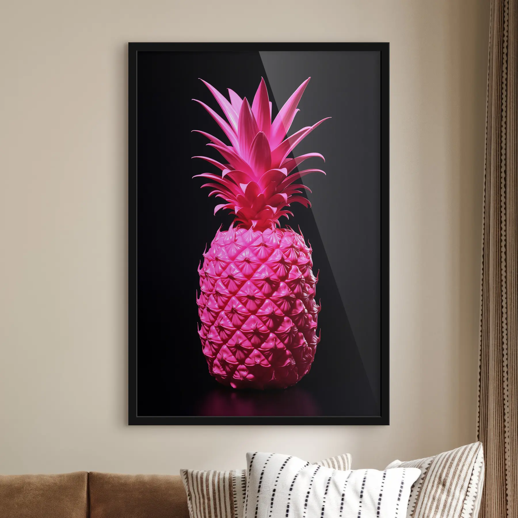 carta da parati Ananas rosa vibrante sotto i riflettori nr. f37260