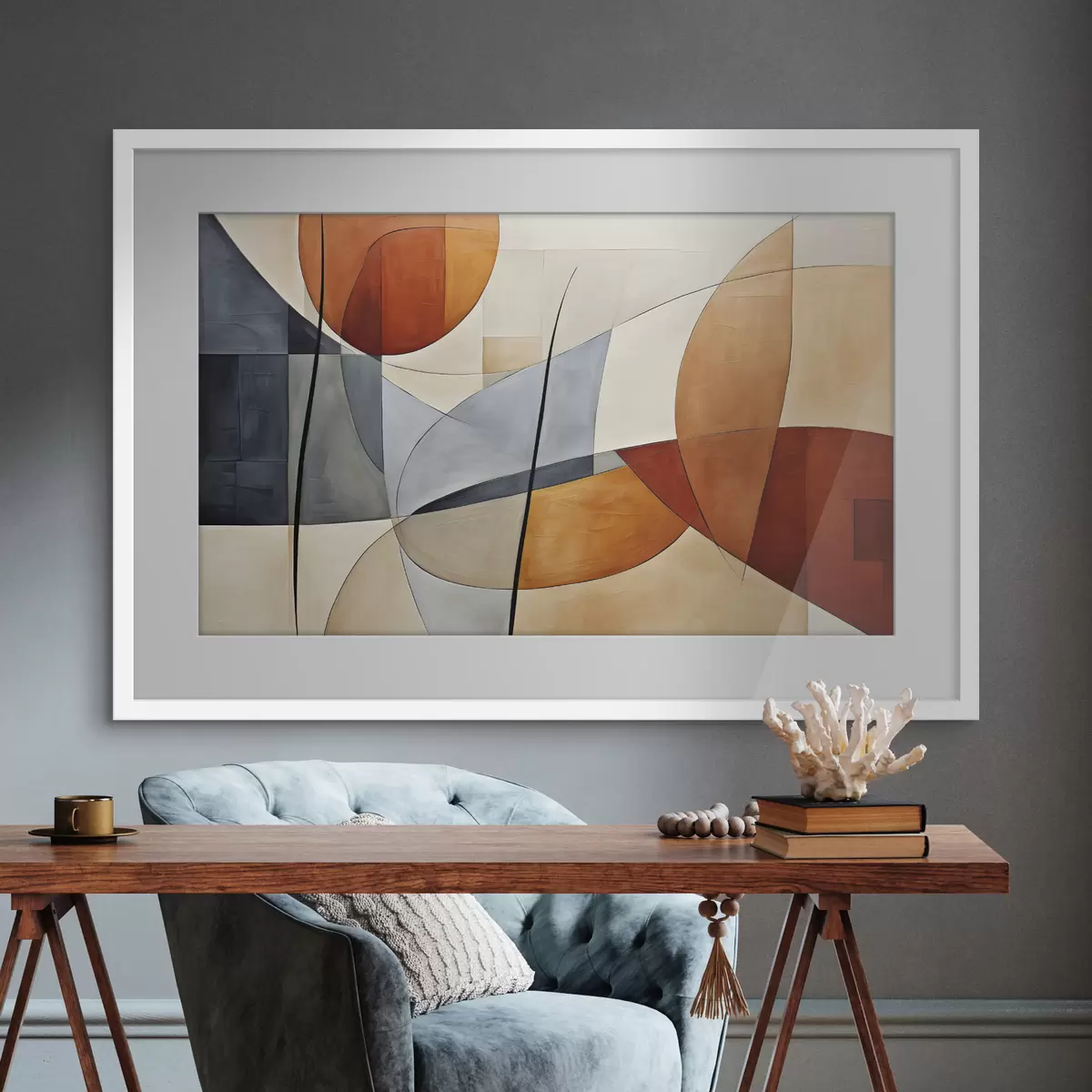 Poster Curve in arancio e blu f37285