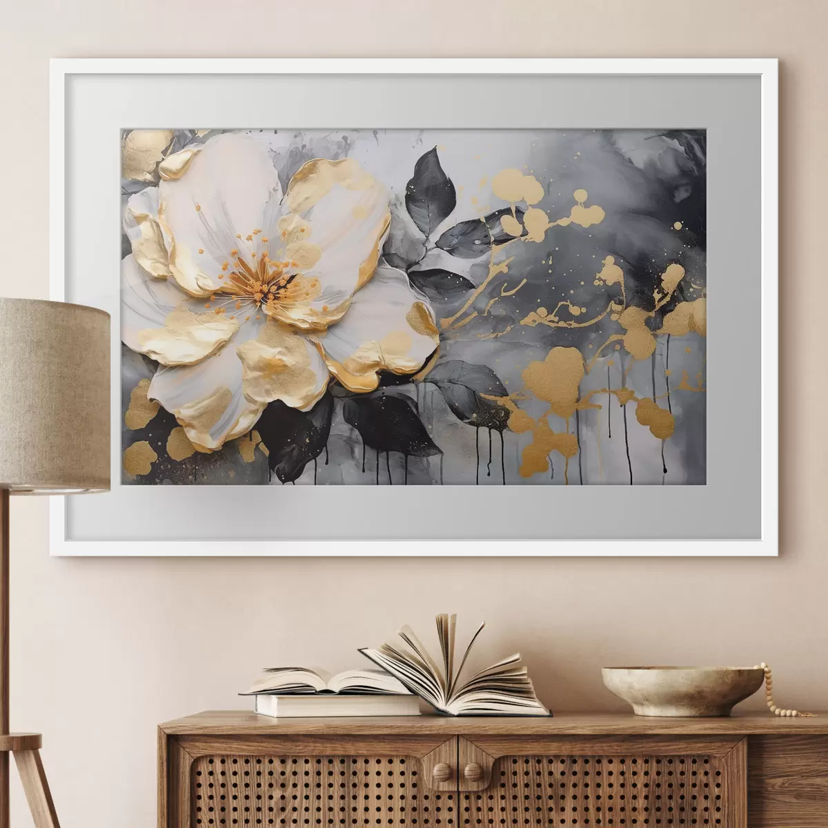 Poster Elegante design floreale con tonalità a contrasto f35528