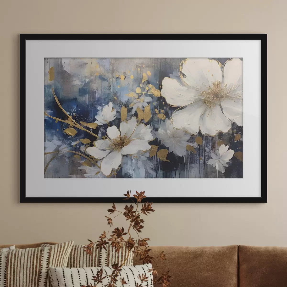 Poster Fiori bianchi, quiete blu f35526