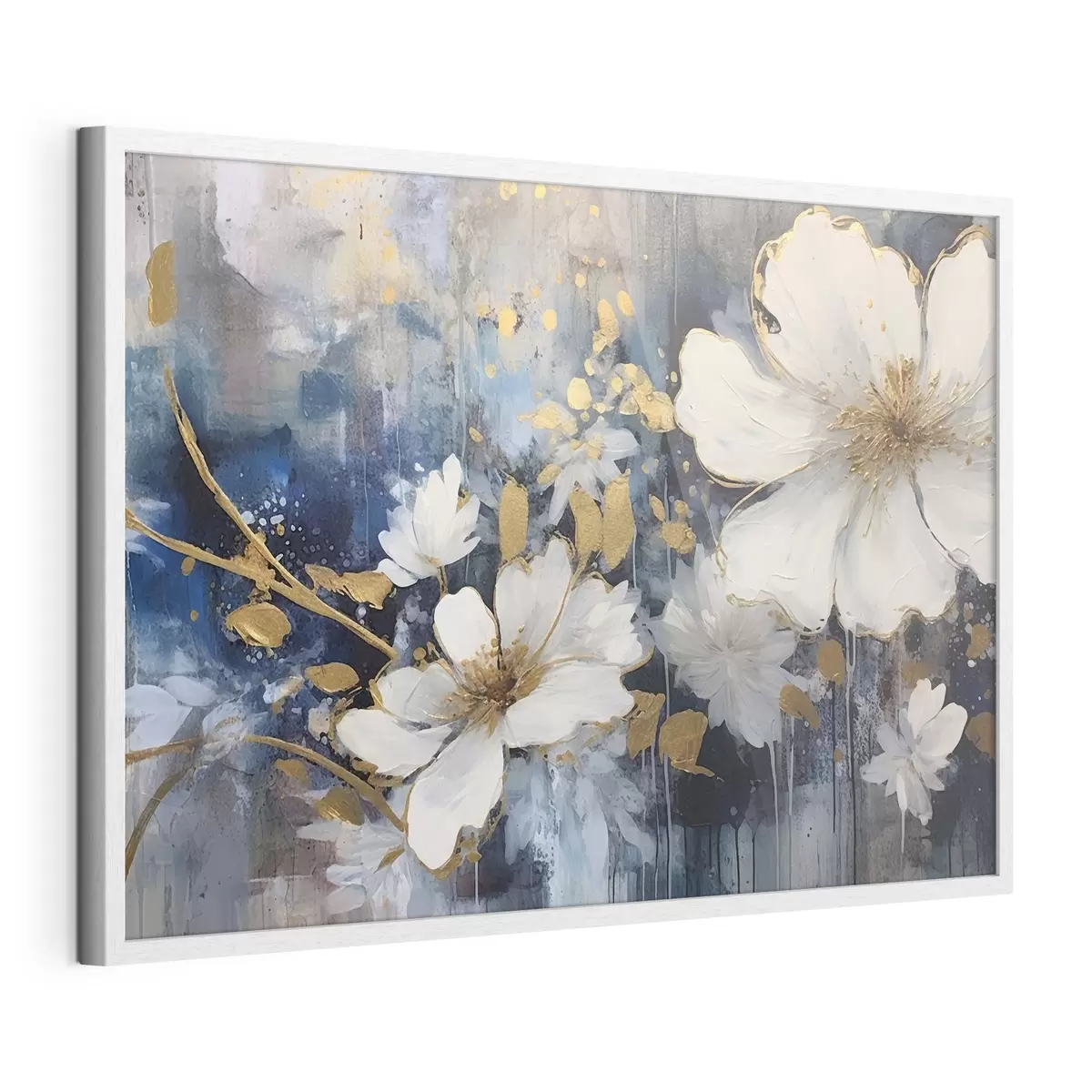 Poster Fiori bianchi, quiete blu f35526